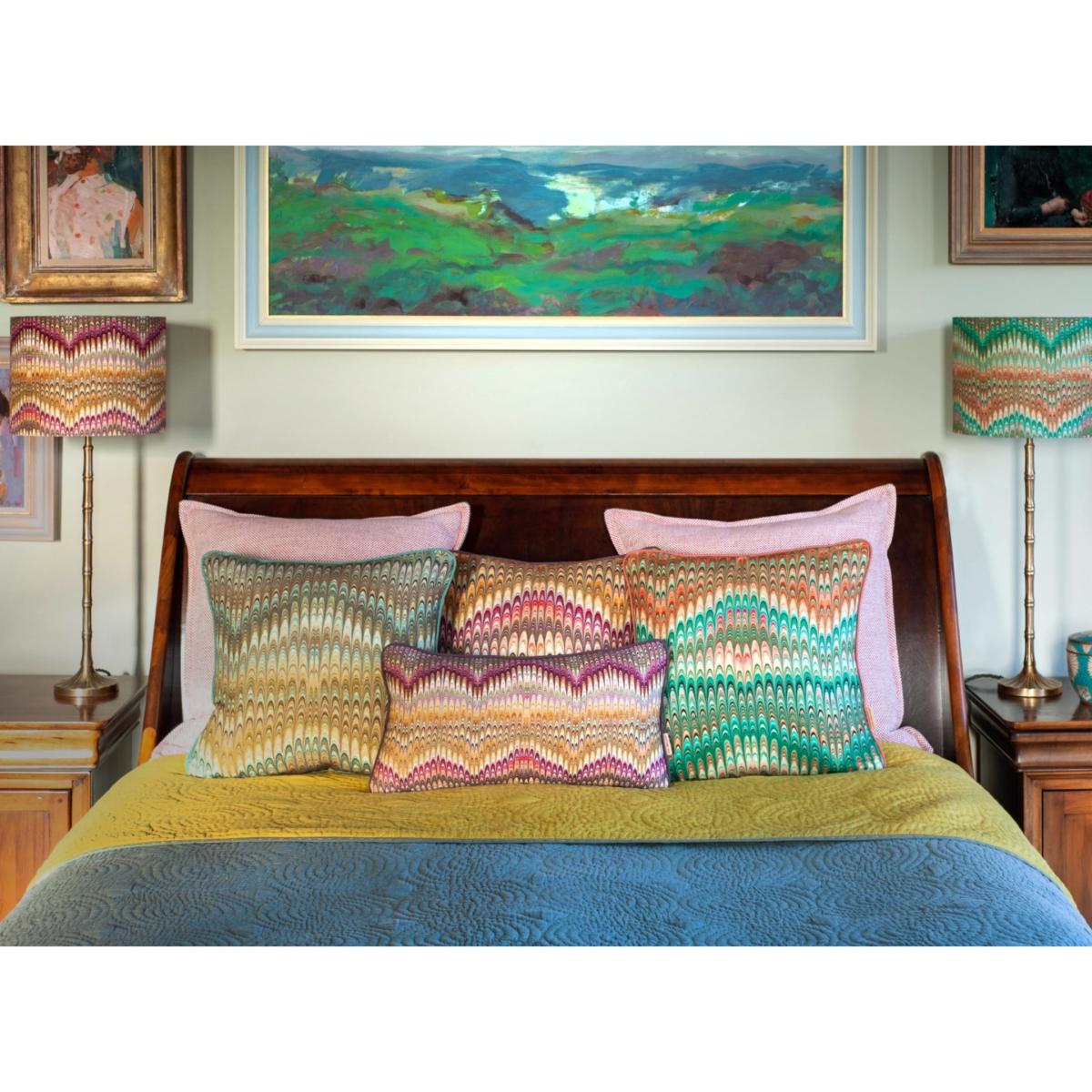 Neutrals / Blue / Grey Wheat Plumes Linen Cushion Susi Bellamy – image 2