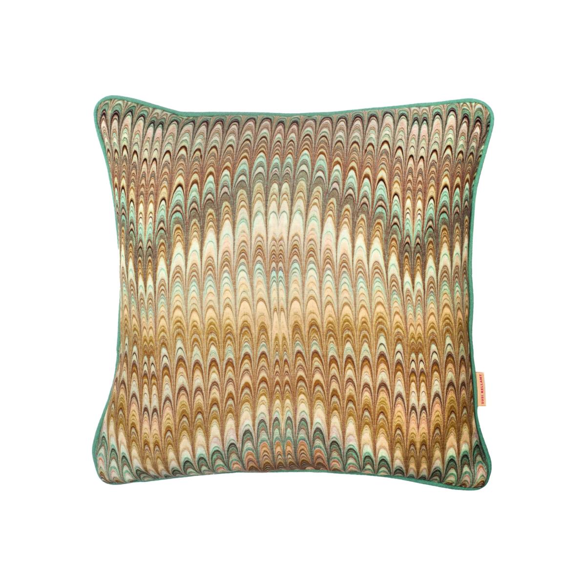 Neutrals / Blue / Grey Wheat Plumes Linen Cushion Susi Bellamy – image 1