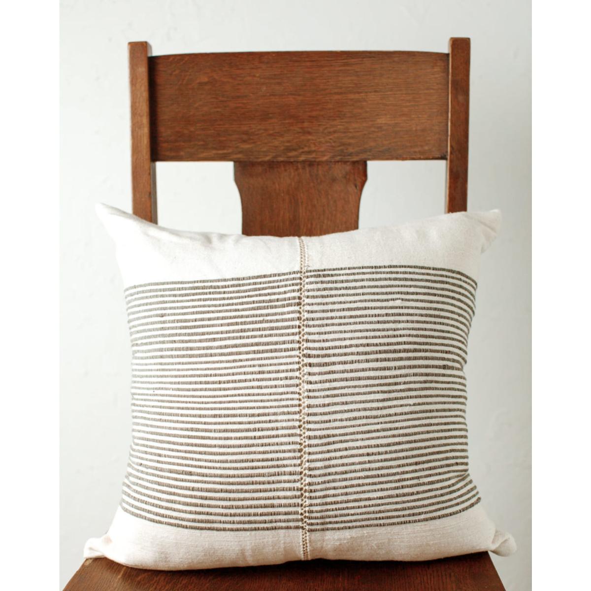 Grey / White Riviera Hand-Stitch Throw Pillow Grey One Size Acacia Creations – image 4