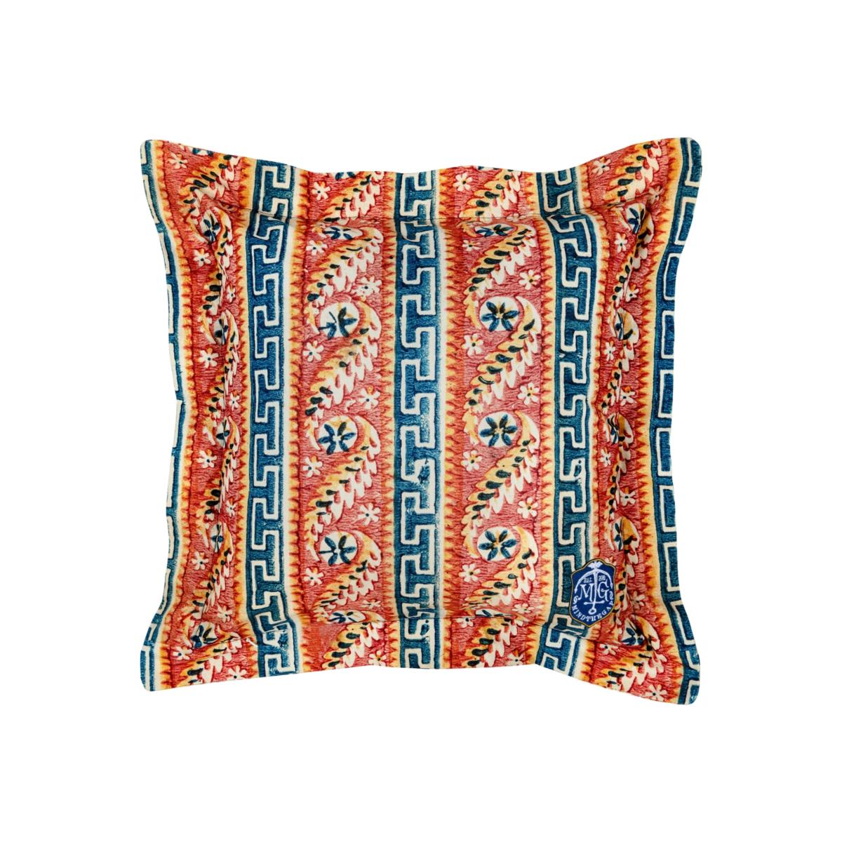 White / Blue / Yellow Samothraki Cotton Cushion By Mindthegap – image 1