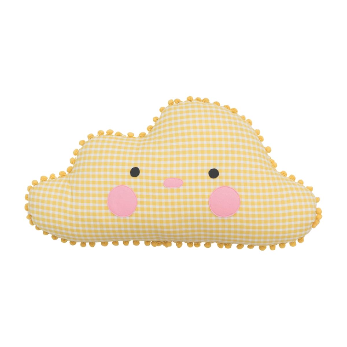 Yellow / Orange Organic Cotton Gingham Cloud Cushion - Yellow & Orange The Annam House