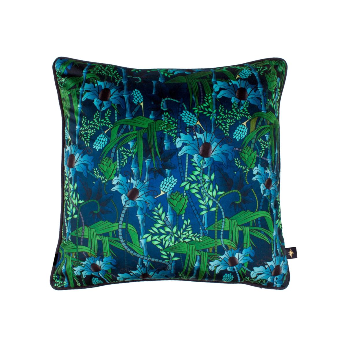 Green / Blue Electric Lagoon Blue Velvet Cushion- Small The Curious Department – image 1
