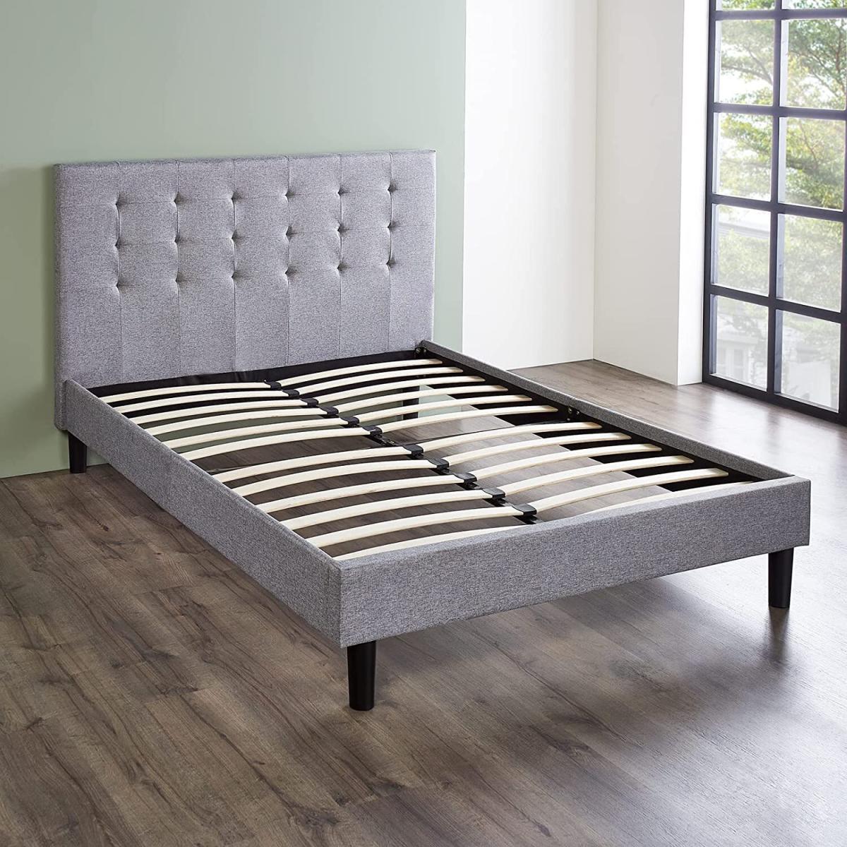 Small Double 4ft Bed Frame Upholstered - Grey / Yes – image 2