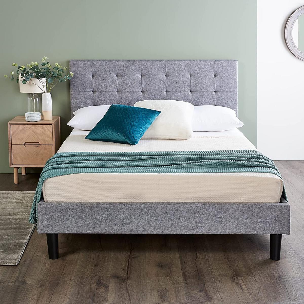 Small Double 4ft Bed Frame Upholstered - Grey / Yes – image 3