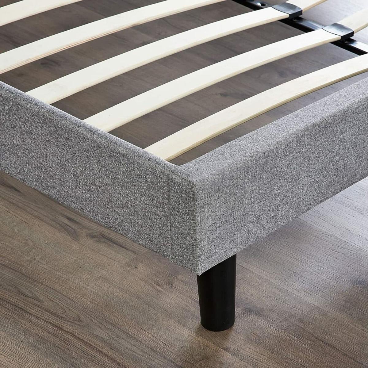Small Double 4ft Bed Frame Upholstered - Grey / Yes – image 5