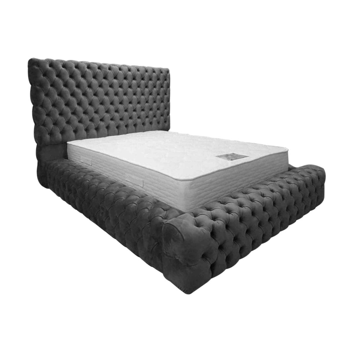 Sophia Upholstered Plush Velvet Bed Frame - Grey / Small Double