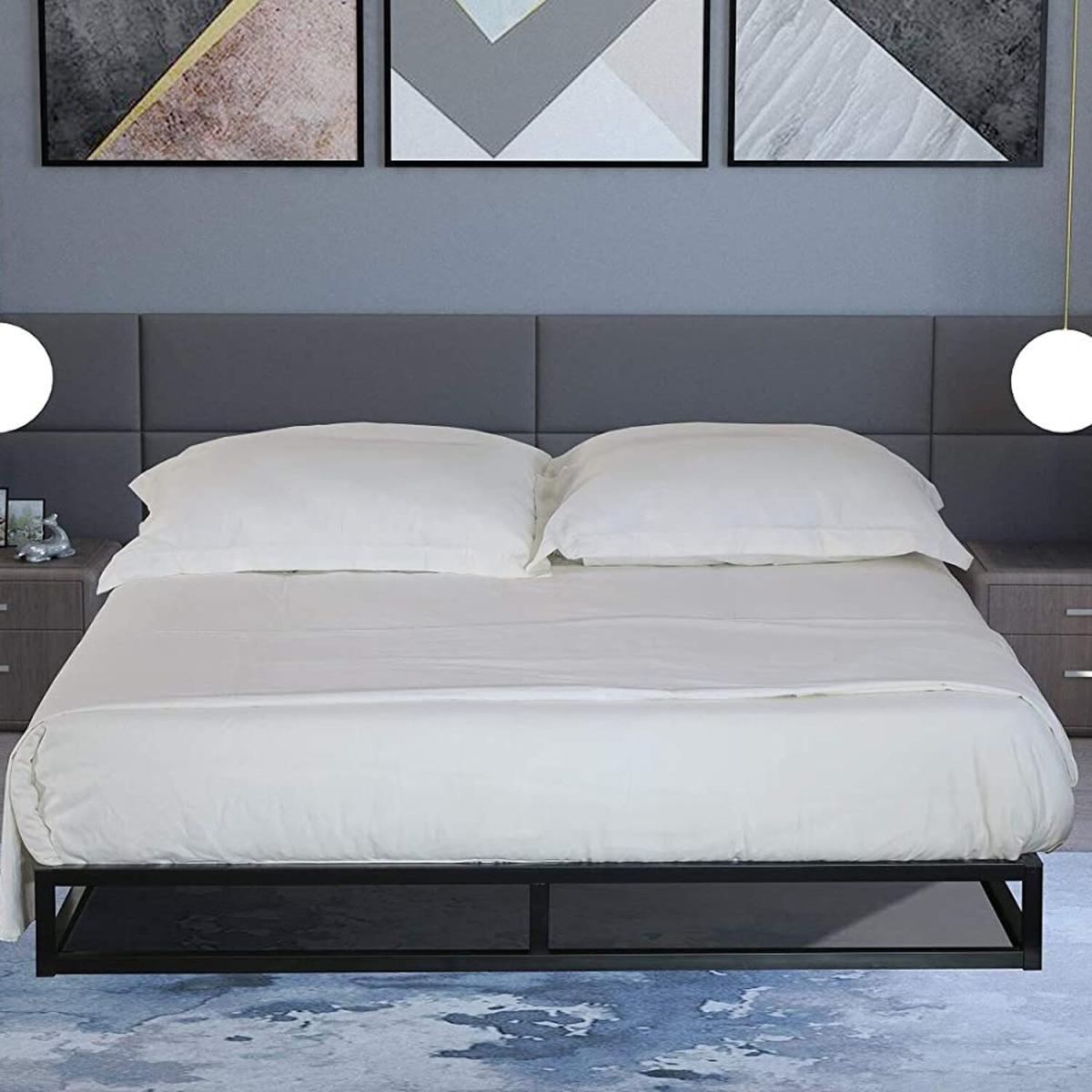 Platform Bed Frame Low Profile Metal Bed  - Black / No / Small Double – image 4