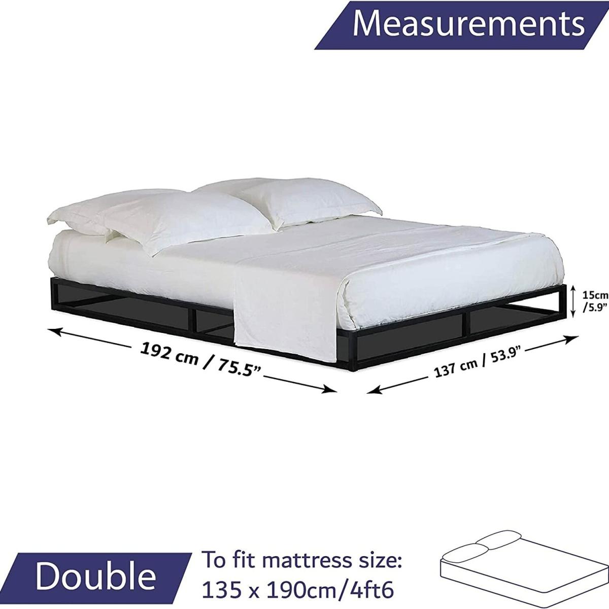 Platform Bed Frame Low Profile Metal Bed  - Black / No / Small Double – image 7
