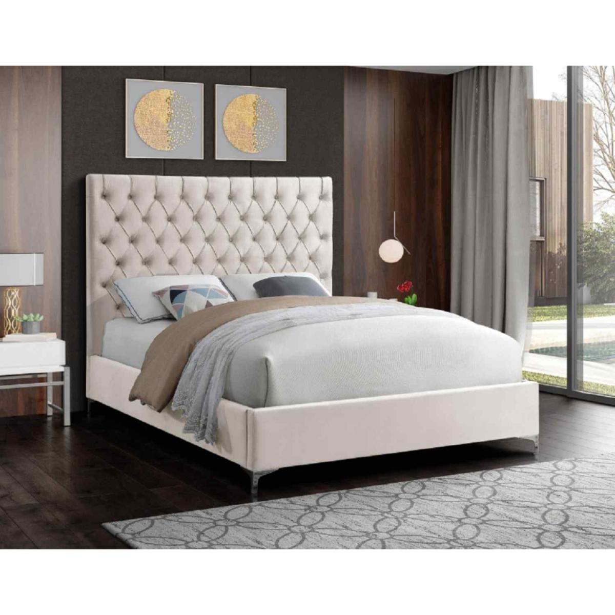 Antonio Upholstered Plush Velvet Bed Frame - Yellow / Small Double – image 2