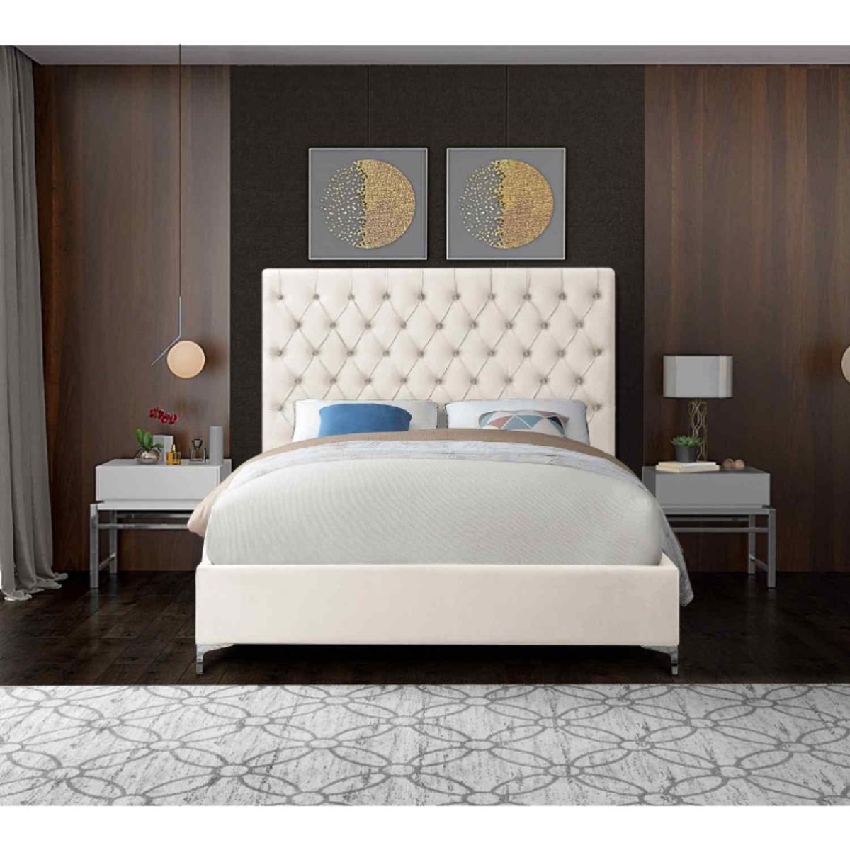 Antonio Upholstered Plush Velvet Bed Frame - Yellow / Small Double – image 3