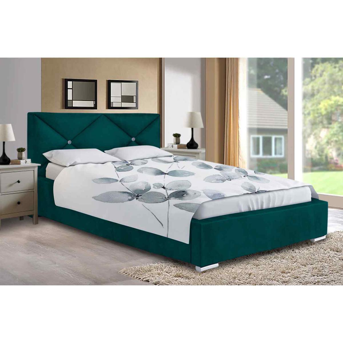 Mia Upholstered Plush Velvet Bed Frame - Green / Small Double – image 2