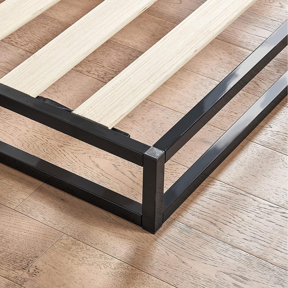 Platform Bed Frame Low Profile with Hybrid Mattress - Black / Small Double – image 4
