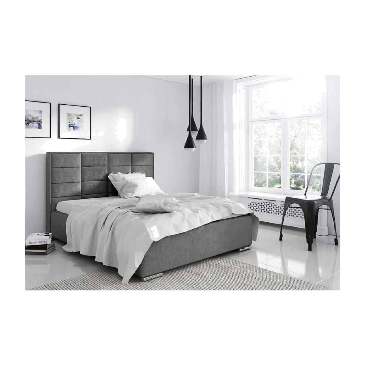 Angela Upholstered Plush Velvet Bed Frame - Grey / Small Double