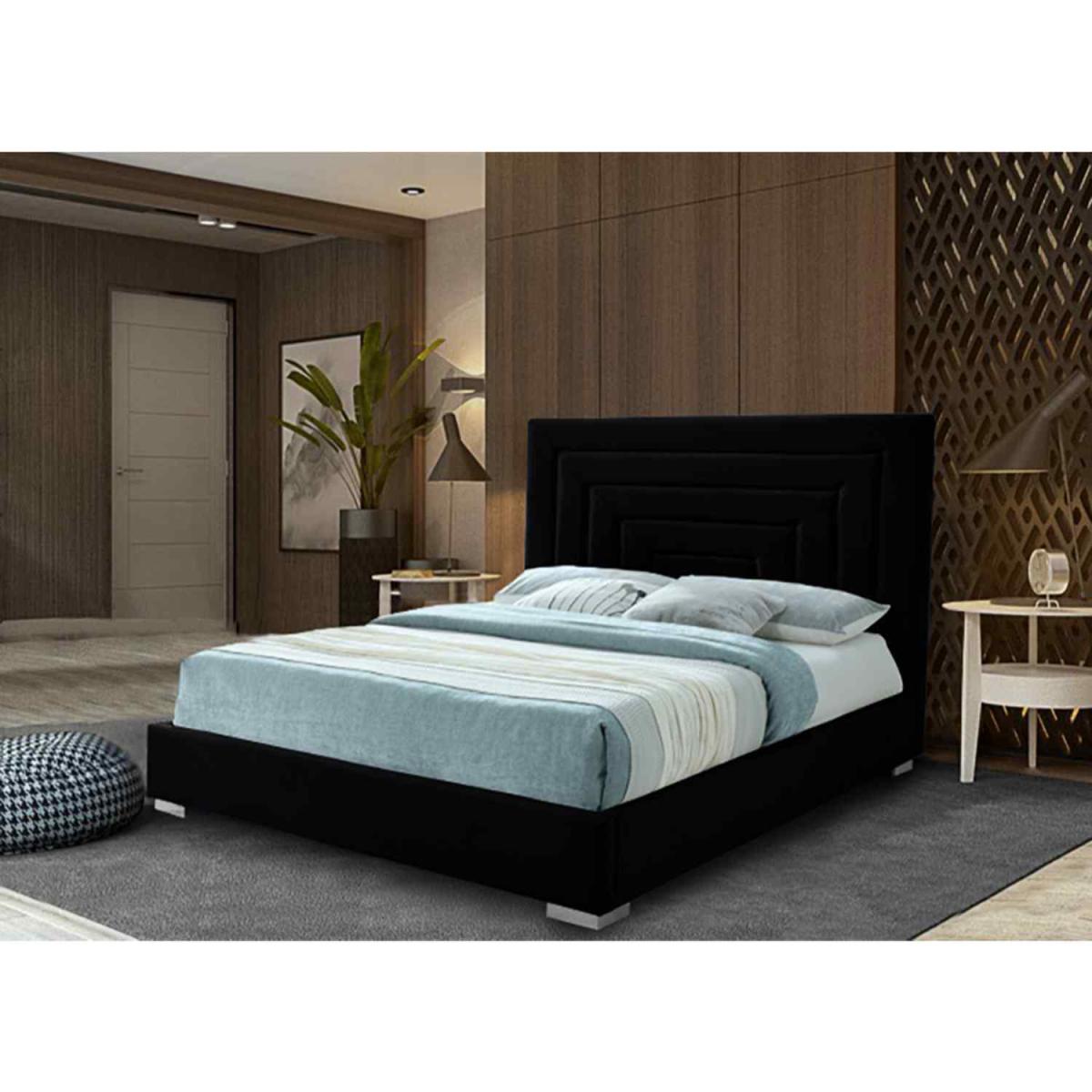 Luka Upholstered Plush Velvet Bed Frame - Black / Small Double – image 2