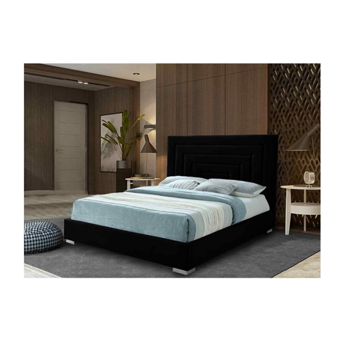 Luka Upholstered Plush Velvet Bed Frame - Black / Small Double – image 1