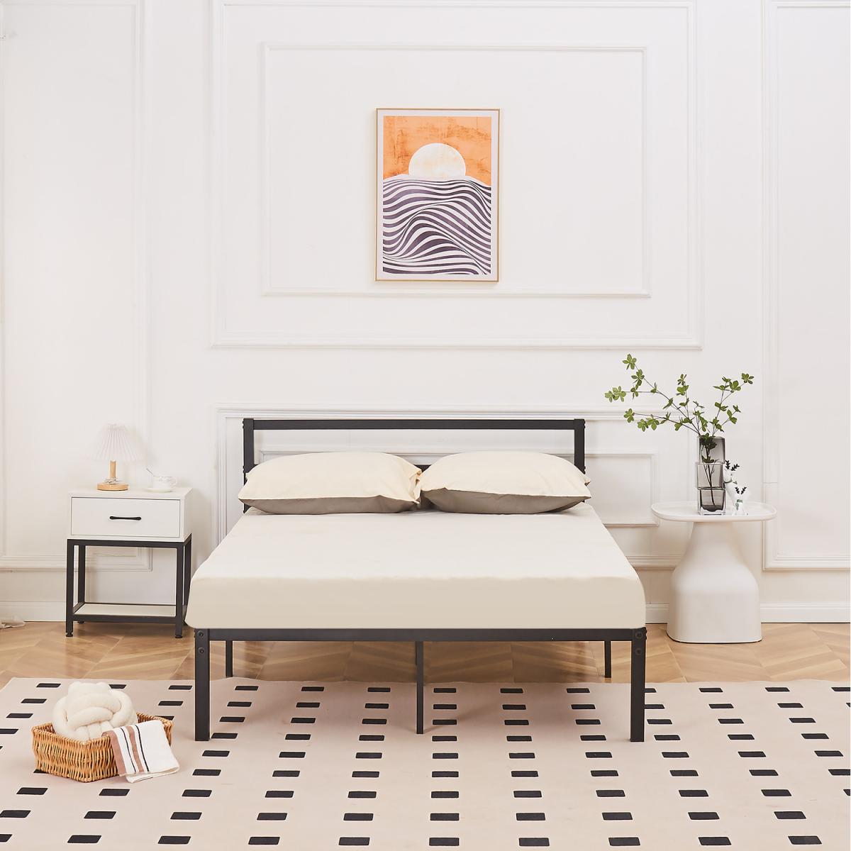 Taylor Minimalist Black Metal Bed Frame - Black / Small Double – image 2