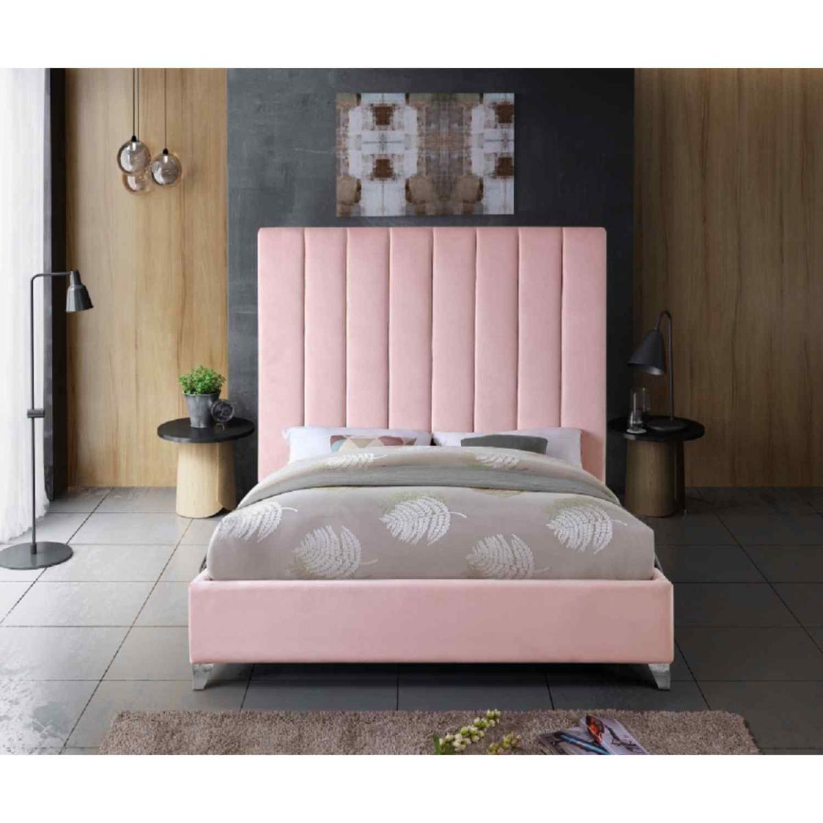 Alessandro Upholstered Plush Velvet Bed Frame - Pink / Small Double – image 2