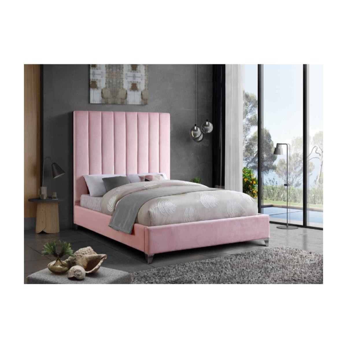 Alessandro Upholstered Plush Velvet Bed Frame - Pink / Small Double – image 1
