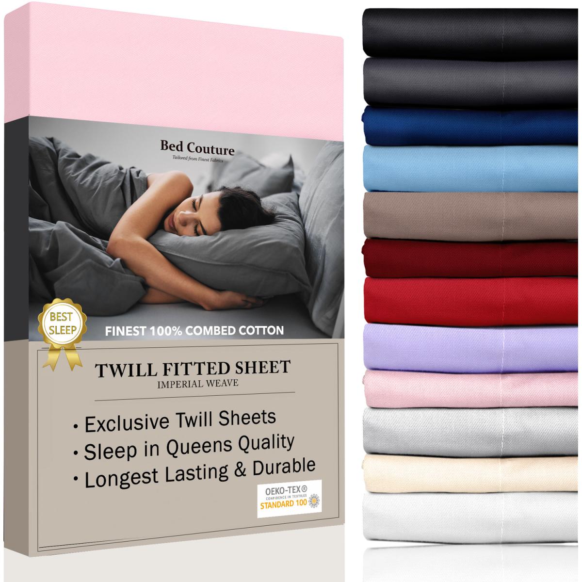 120x200cm, Small Double Fitted Sheet - Bed Couture, Imperial Twill Weave - White – image 18