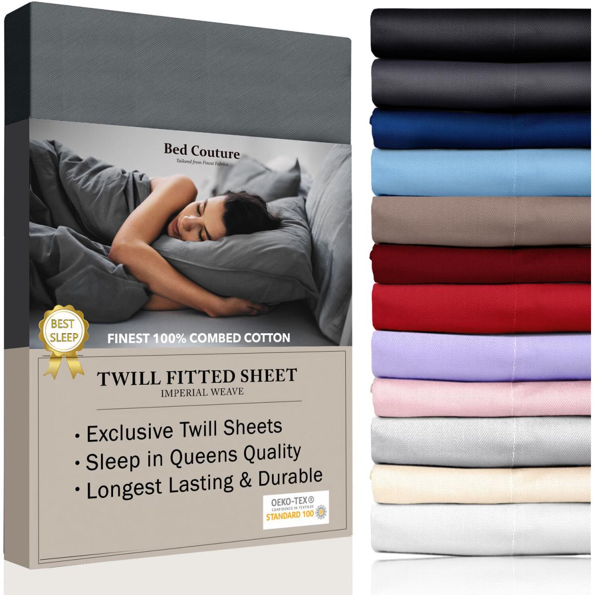 120x200cm, Small Double Fitted Sheet - Bed Couture, Imperial Twill Weave - White – image 3