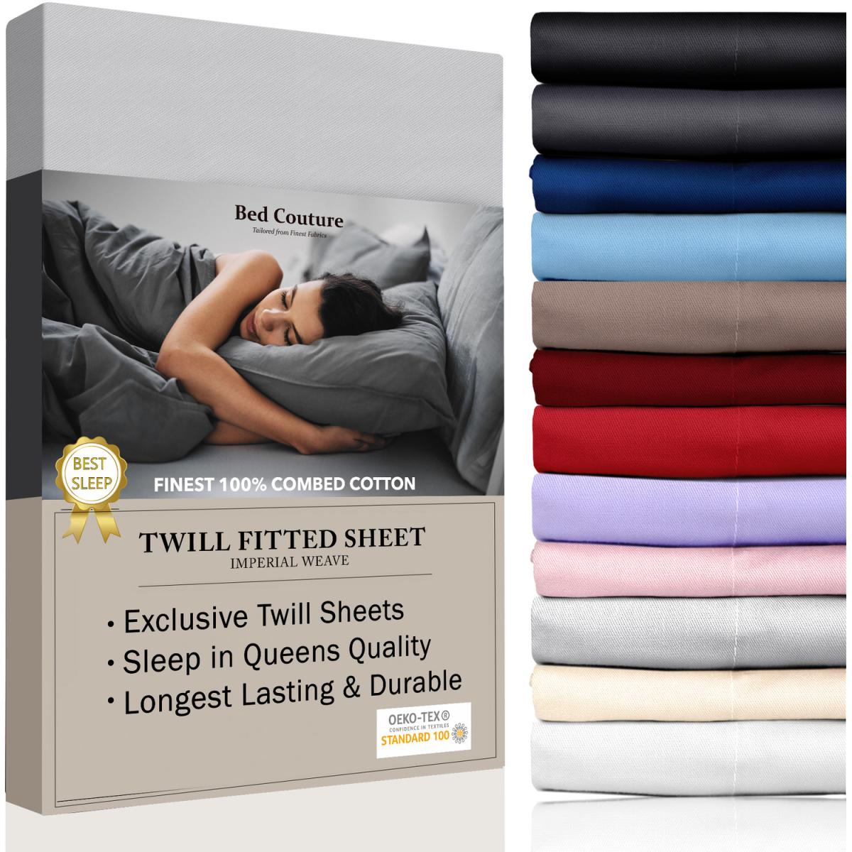 120x200cm, Small Double Fitted Sheet - Bed Couture, Imperial Twill Weave - White – image 25