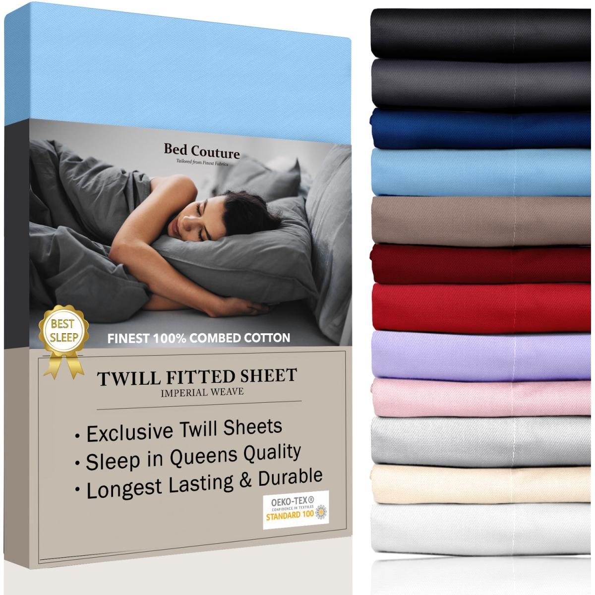 120x200cm, Small Double Fitted Sheet - Bed Couture, Imperial Twill Weave - White – image 31
