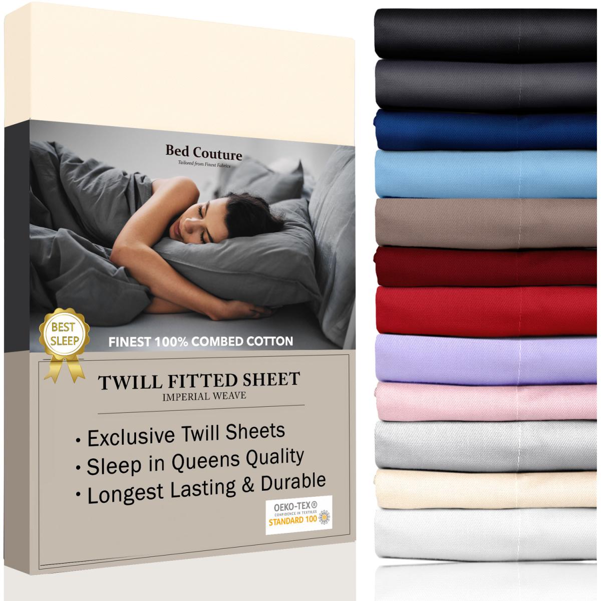 120x200cm, Small Double Fitted Sheet - Bed Couture, Imperial Twill Weave - White – image 33