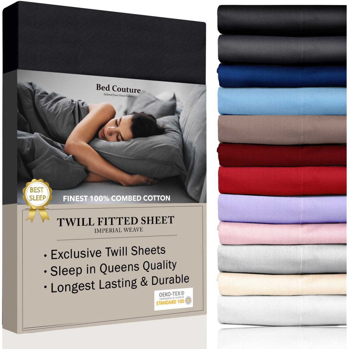 120x200cm, Small Double Fitted Sheet - Bed Couture, Imperial Twill Weave - White – image 39