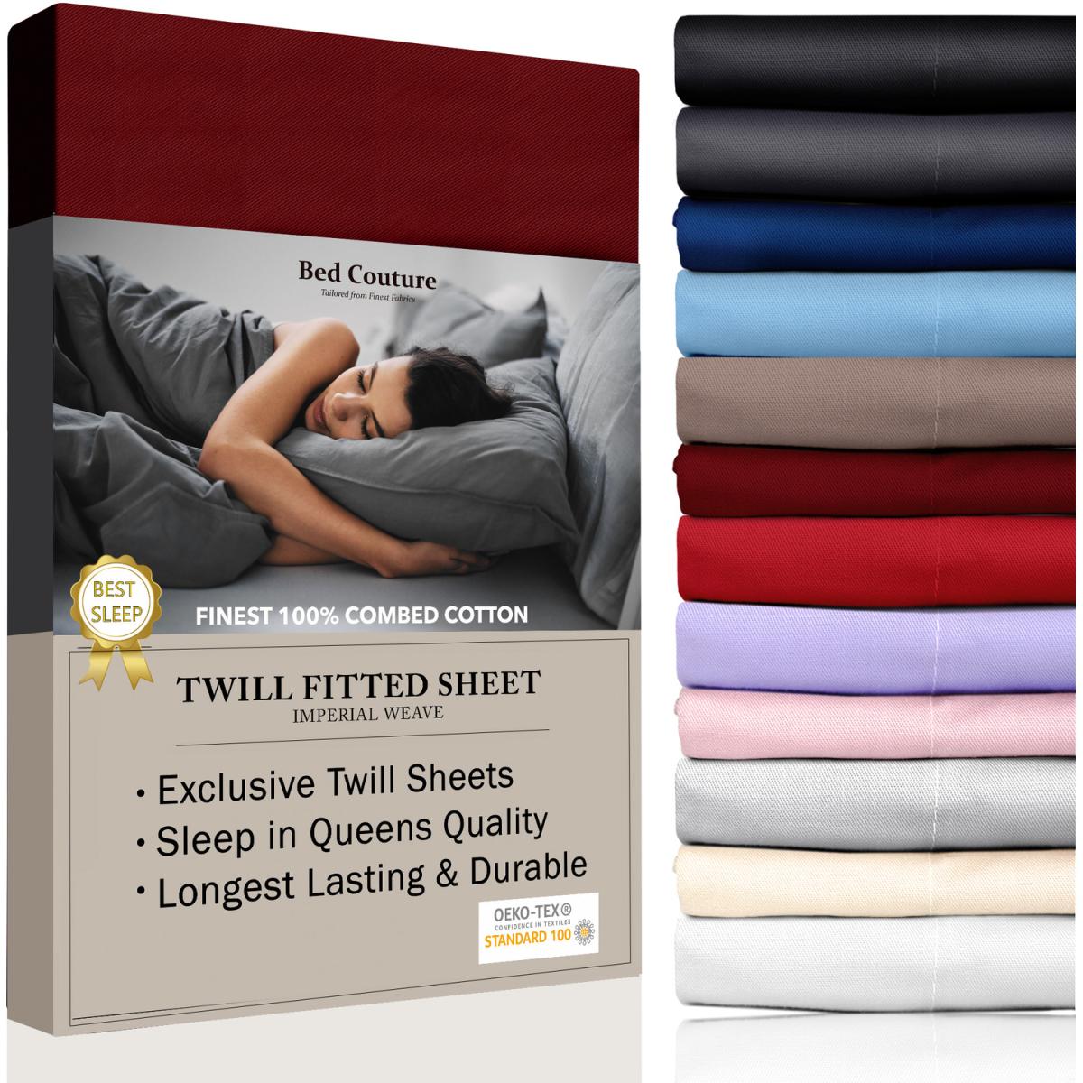 120x200cm, Small Double Fitted Sheet - Bed Couture, Imperial Twill Weave - White – image 5