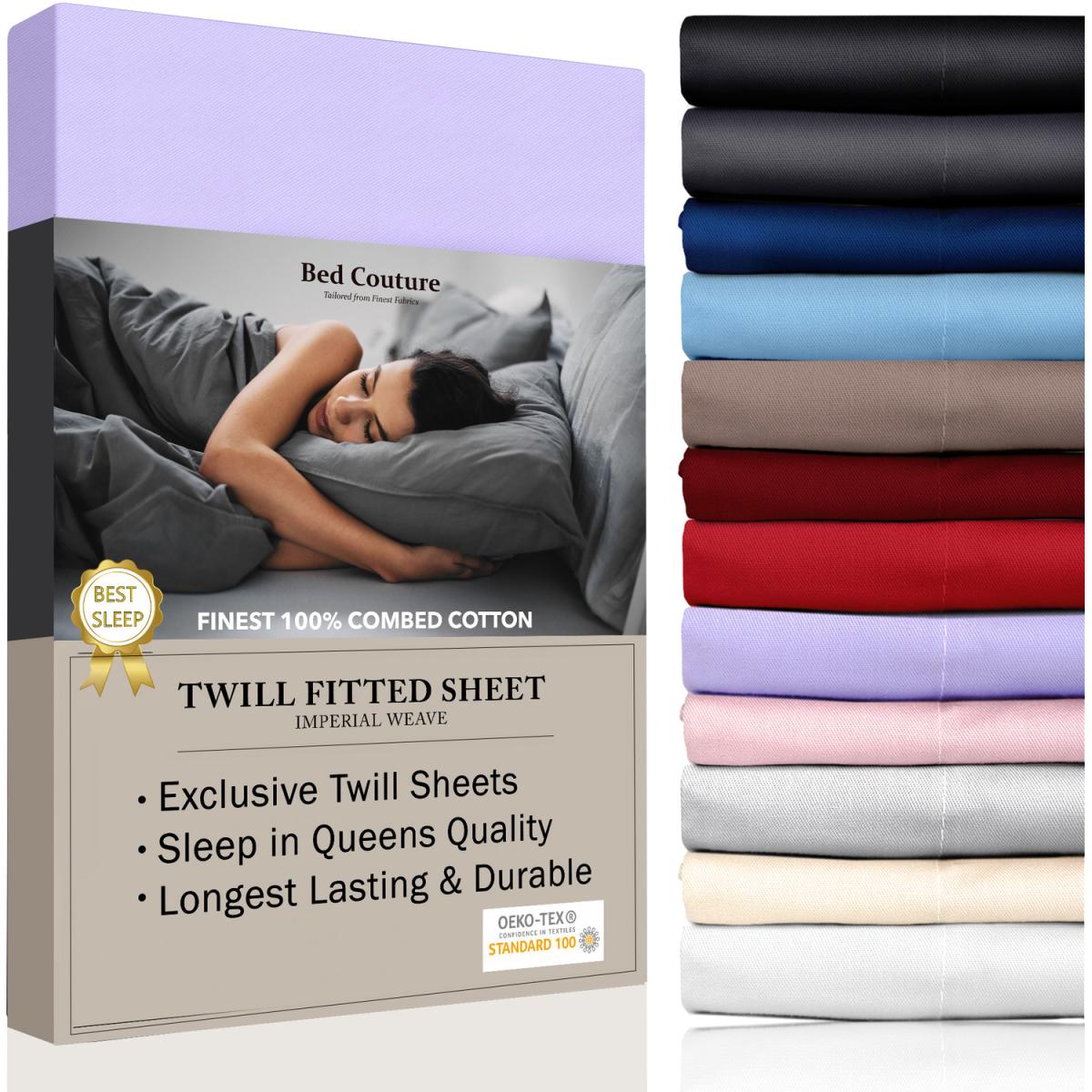 120x200cm, Small Double Fitted Sheet - Bed Couture, Imperial Twill Weave - White – image 9