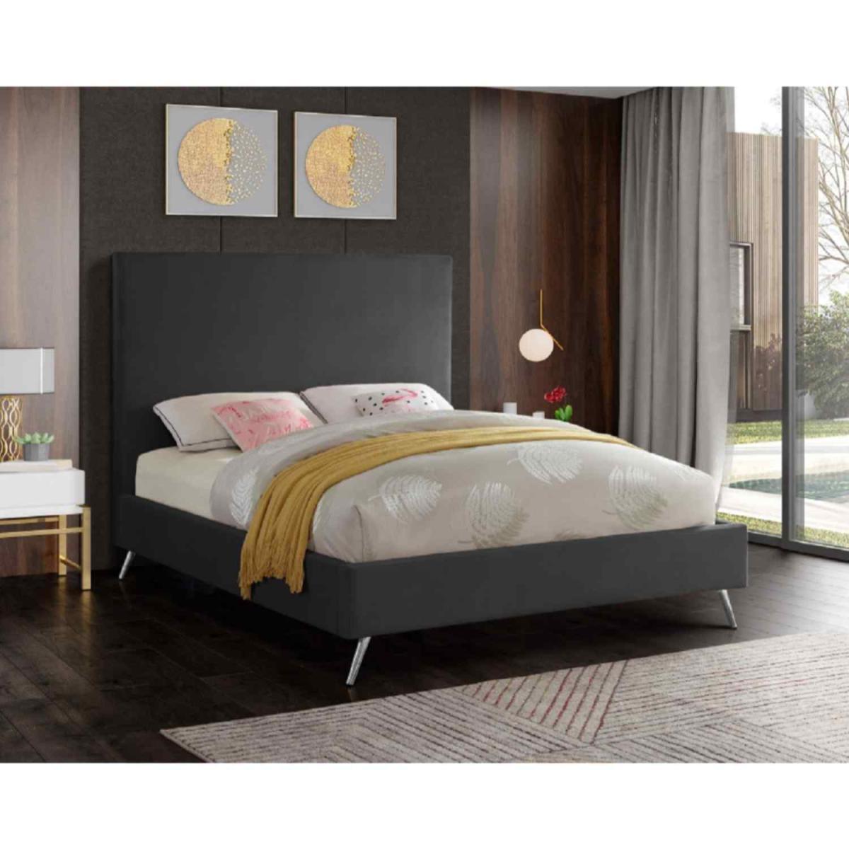 Jean Upholstered Plush Velvet Bed Frame   - Steel / Small Double – image 2