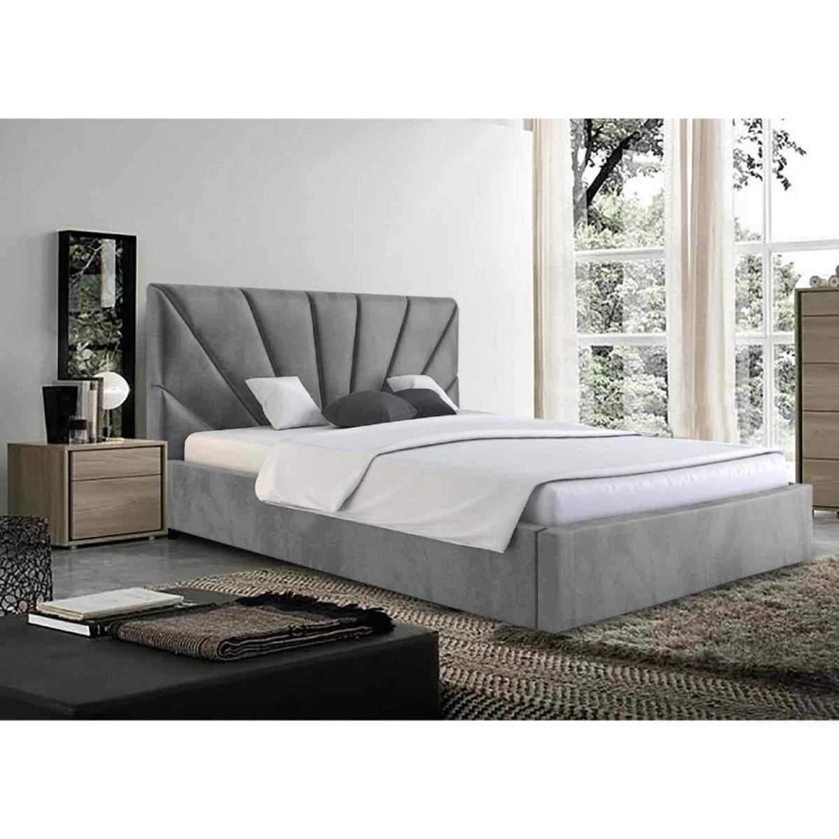 Hannah Upholstered Plush Velvet Bed Frame - Grey / 272kg / Small Double – image 2