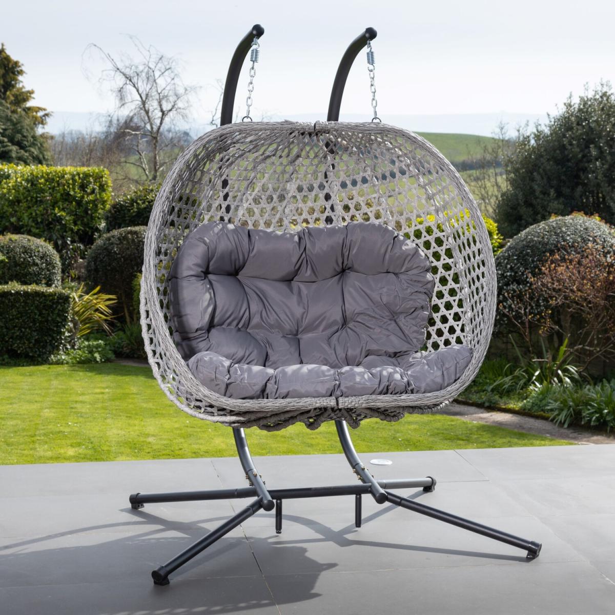 Beauchamp Swinging Double Garden Seat - Dark Grey