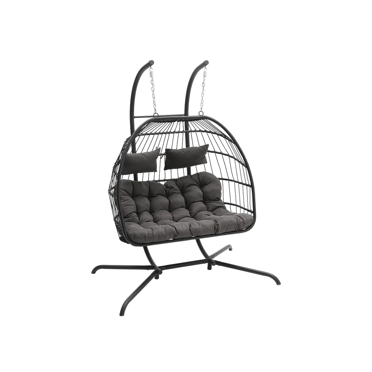 Outdoor 2 Seater Hanging Egg Chair - Dark Grey – image 1