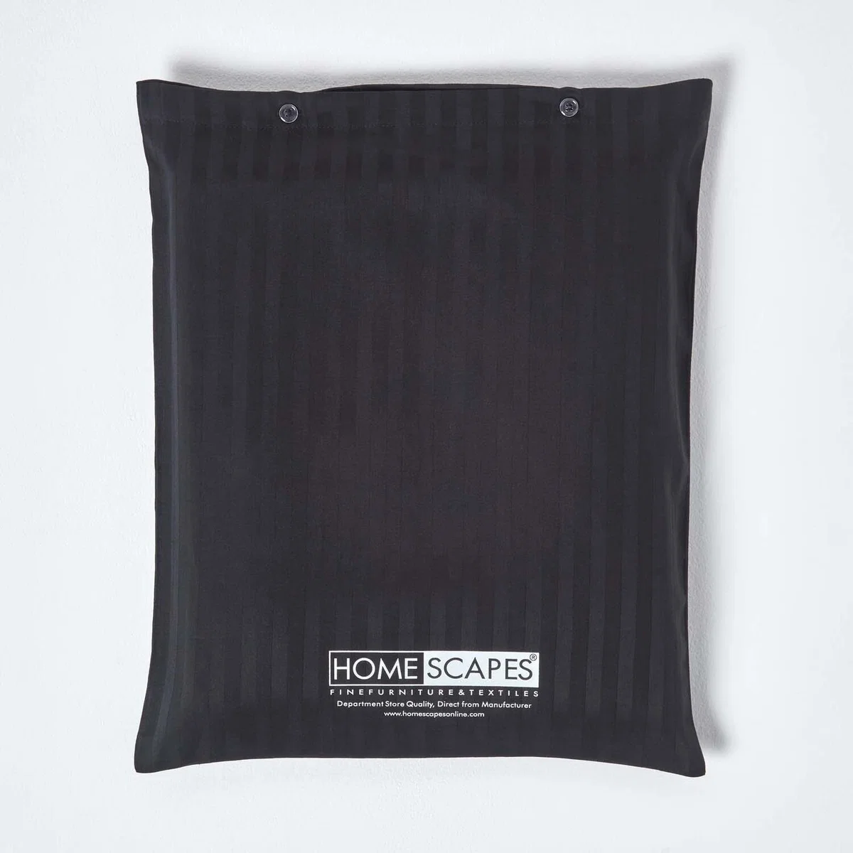 330 Thread Count Egyptian Cotton Satin Stripe Fitted Sheet - Black / Double – image 4