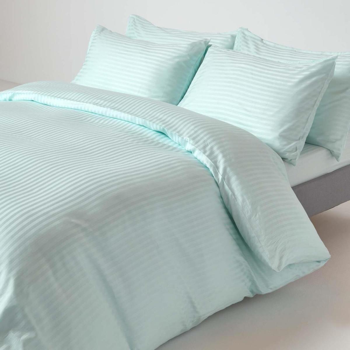330 Thread Count Egyptian Cotton Satin Stripe Fitted Sheet - Blue / Double – image 4