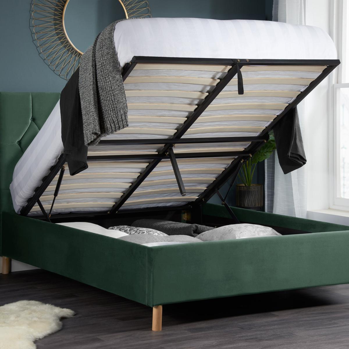 Loxley Velvet Ottoman Bed Loxley Green – image 2