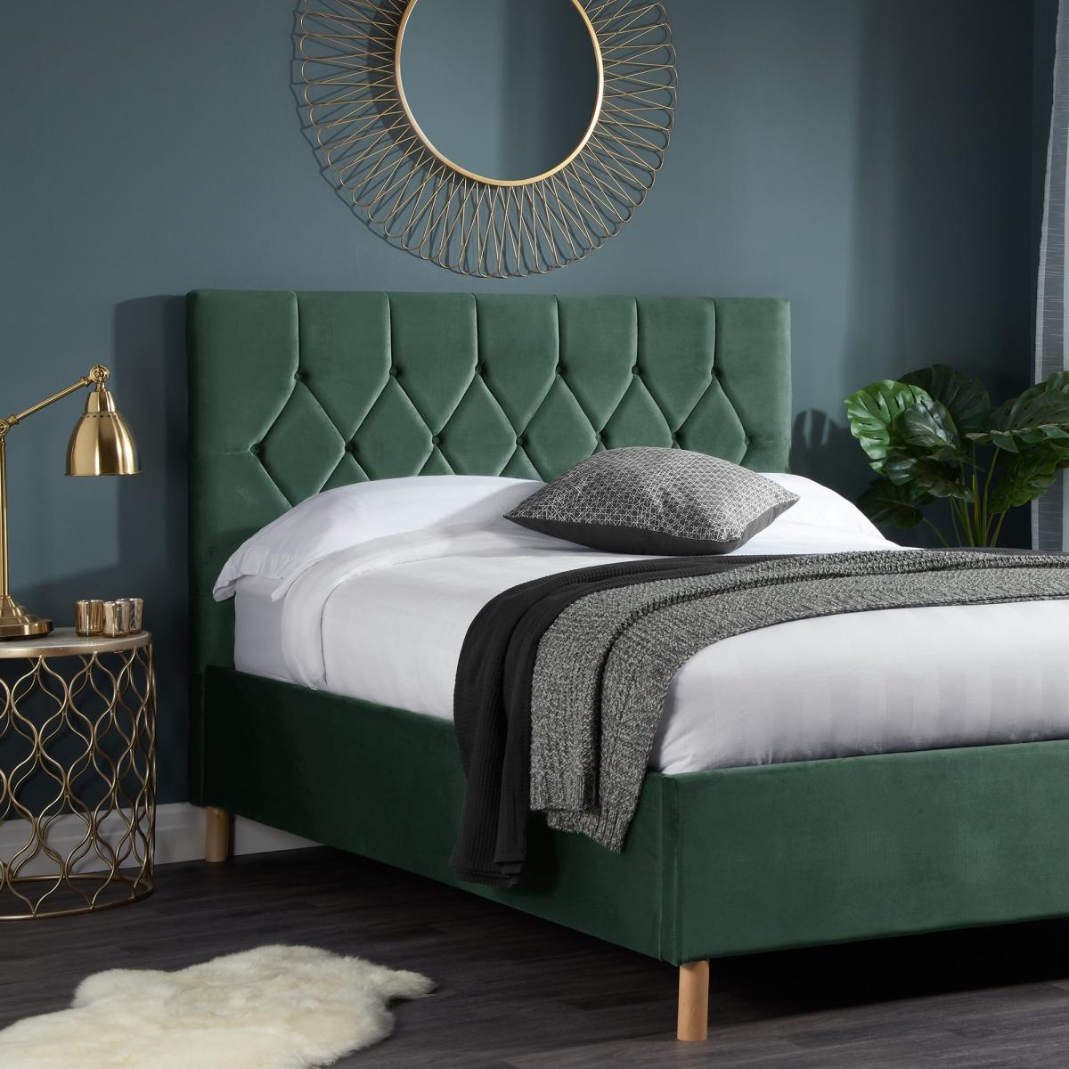 Loxley Velvet Ottoman Bed Loxley Green – image 1