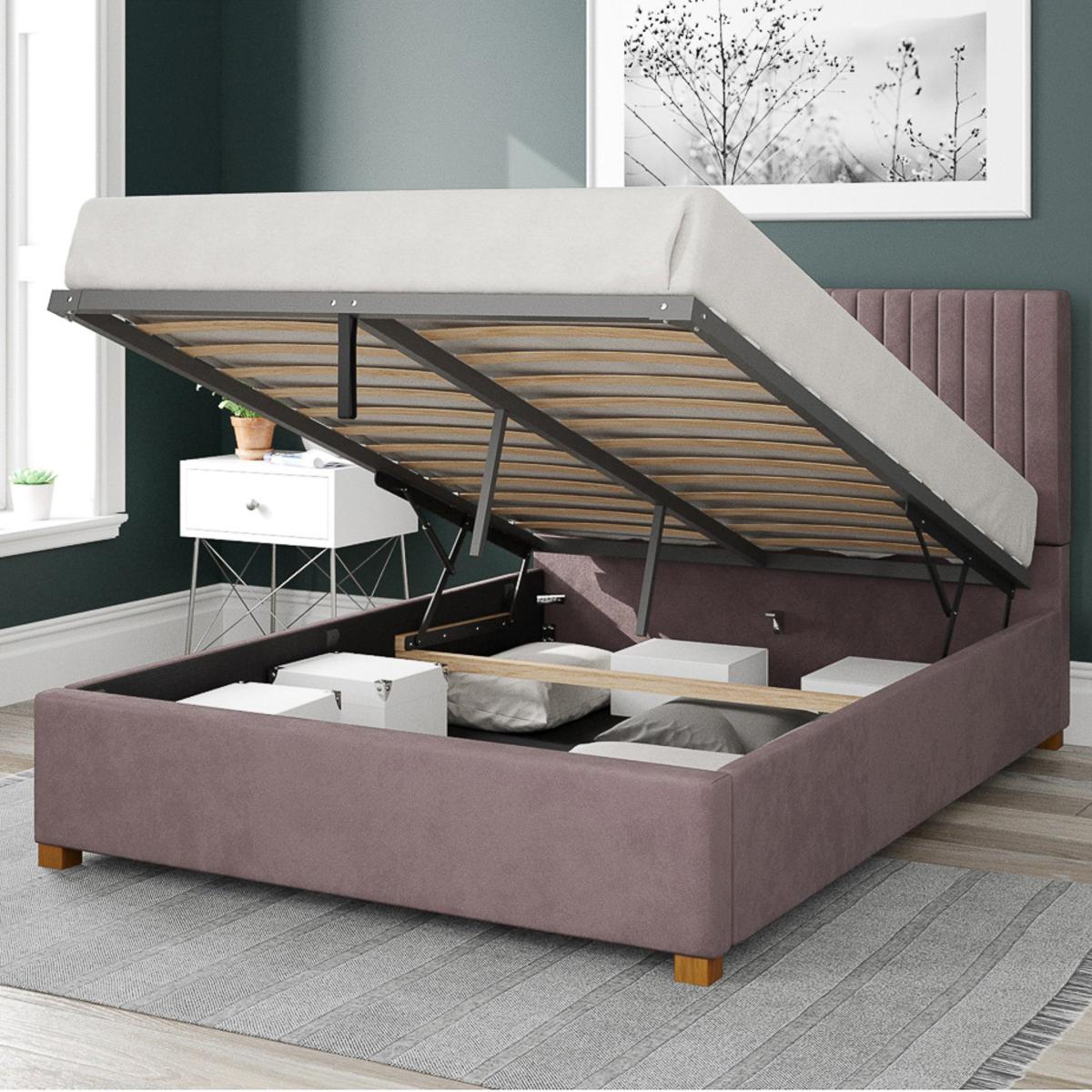 Grant Plush Velvet Ottoman Bed Blush (Pink) – image 2