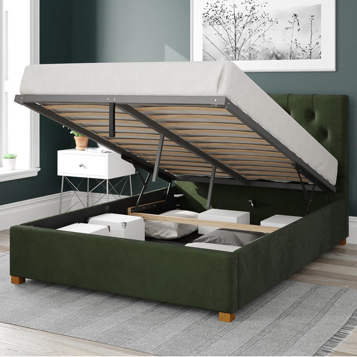 Olivier Plush Velvet Ottoman Bed Forest (Green) – image 2