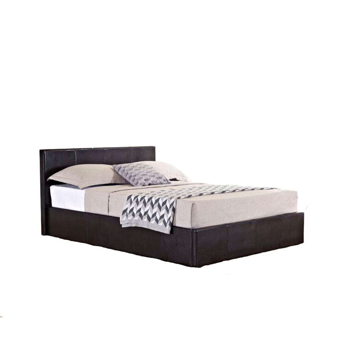 Berlin Faux Leather Ottoman Bed Frame Dark Brown – image 5