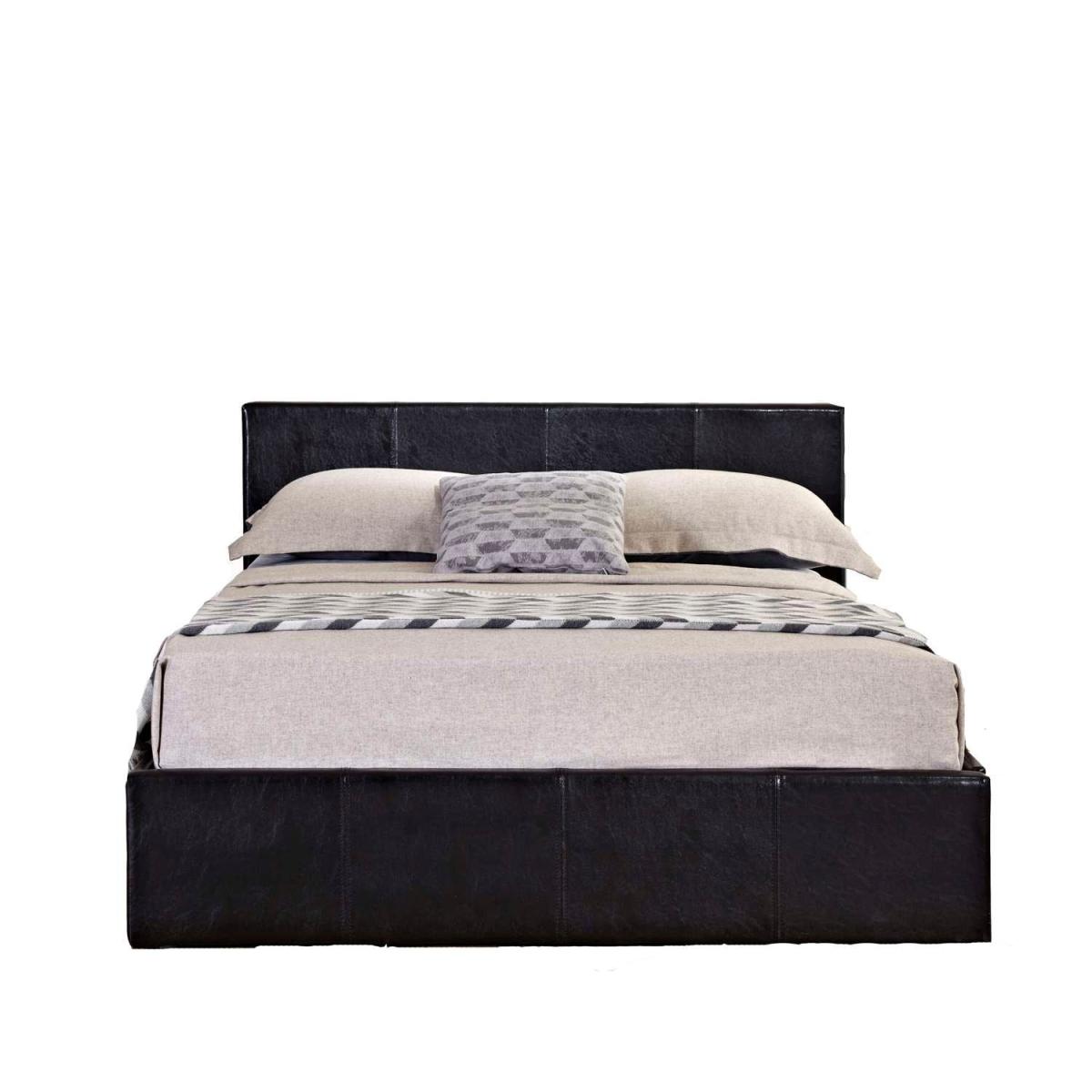 Berlin Faux Leather Ottoman Bed Frame Dark Brown – image 7