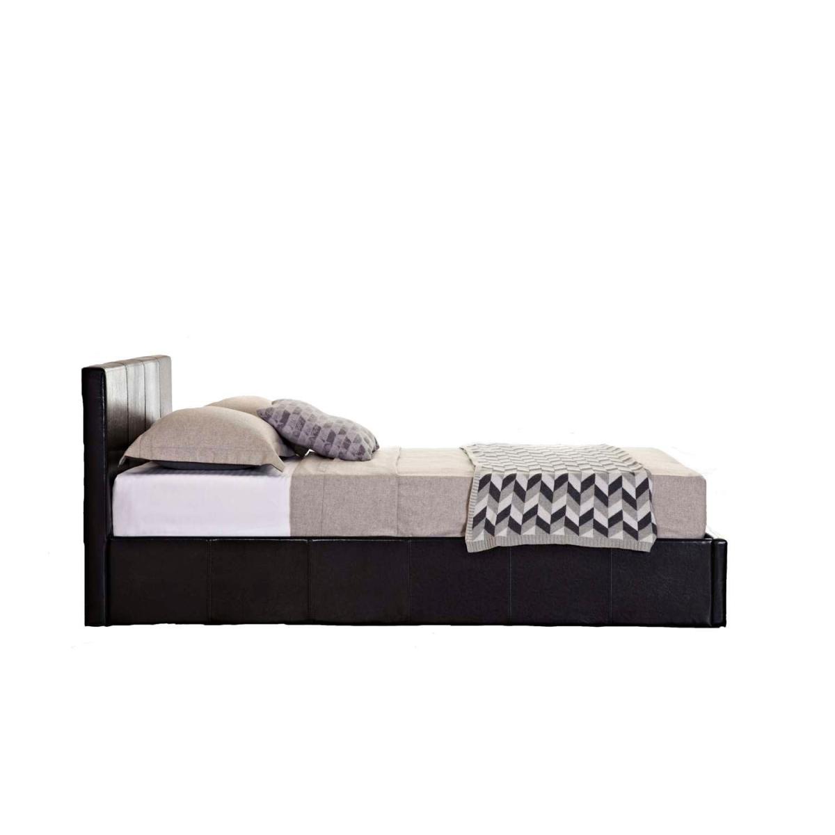 Berlin Faux Leather Ottoman Bed Frame Dark Brown – image 8