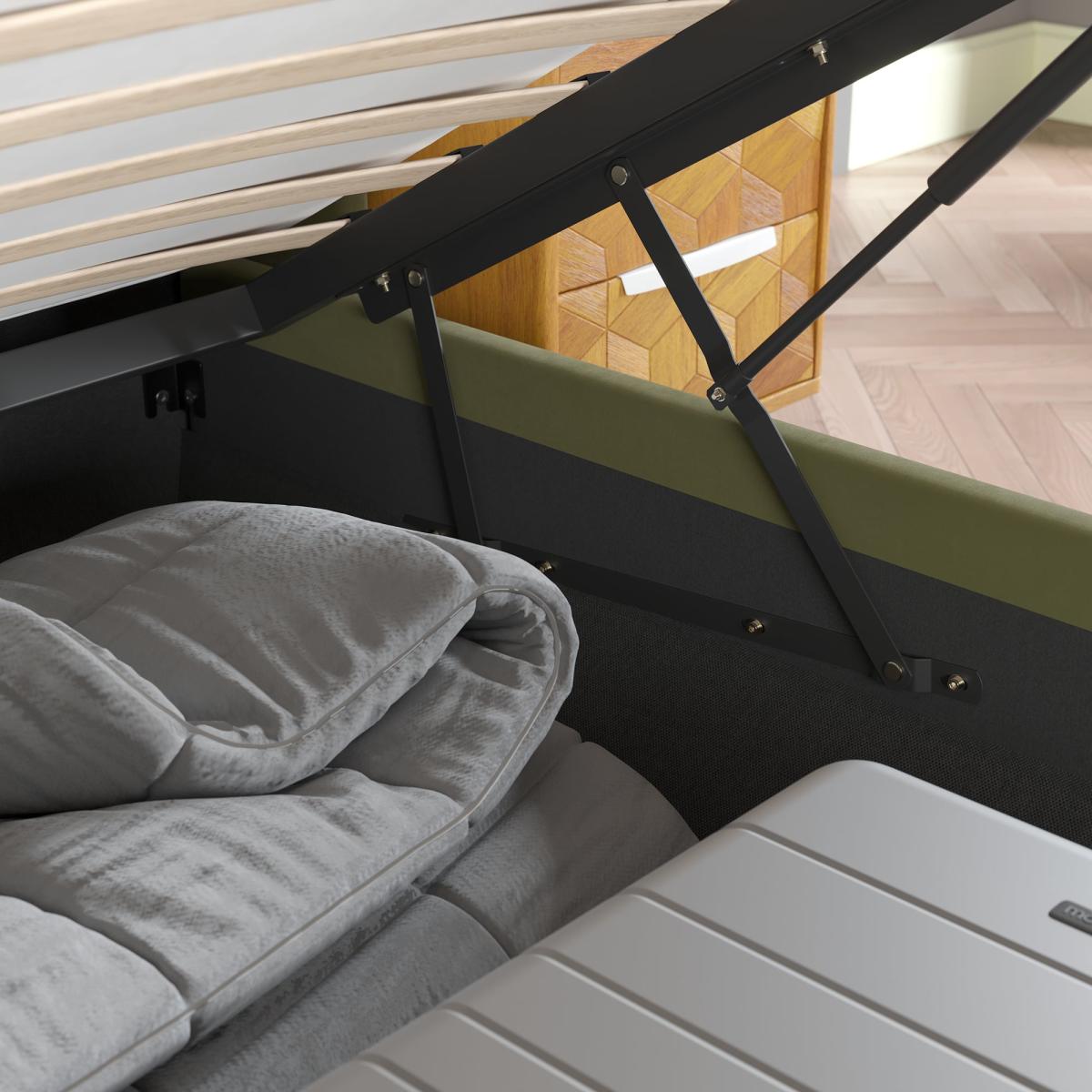 Alara Pleated Velvet Ottoman Bed Olive – image 3