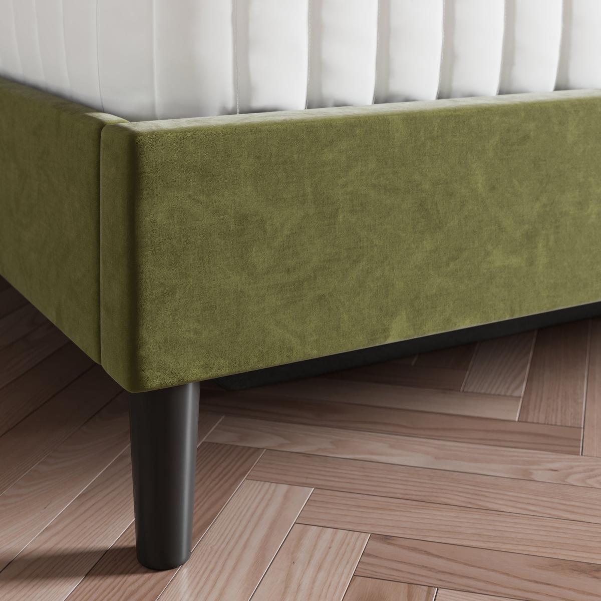 Alara Pleated Velvet Ottoman Bed Olive – image 4