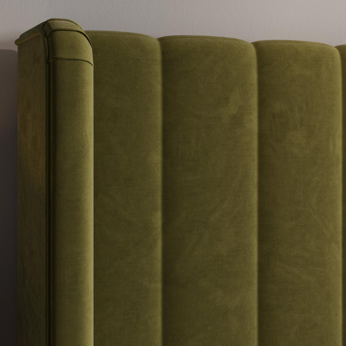 Alara Pleated Velvet Ottoman Bed Olive – image 5