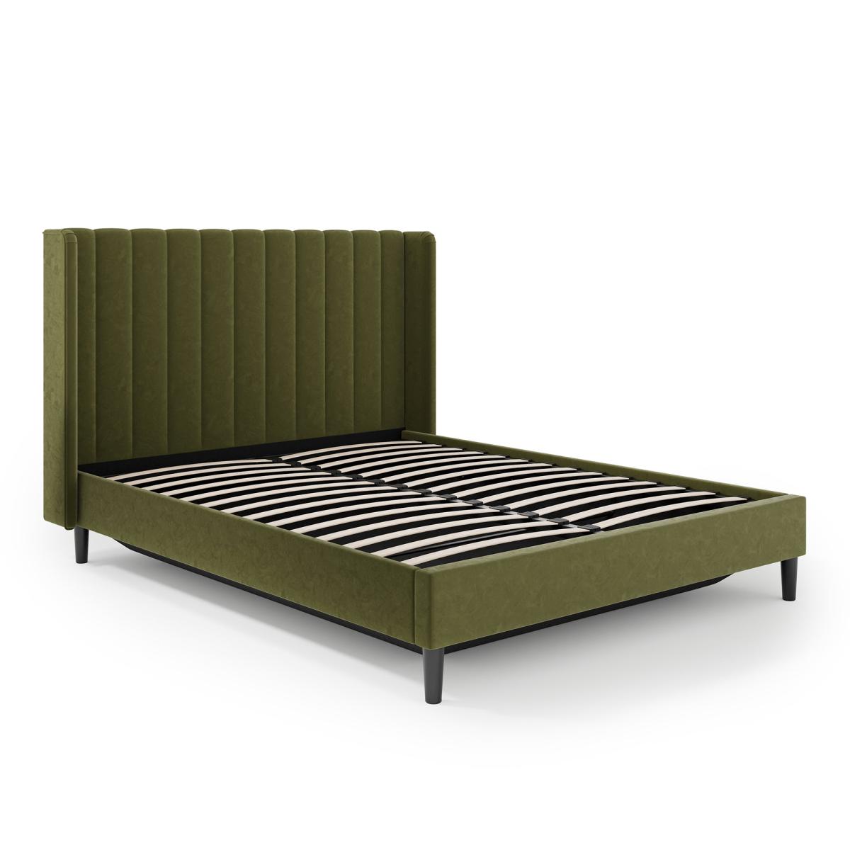 Alara Pleated Velvet Ottoman Bed Olive – image 6