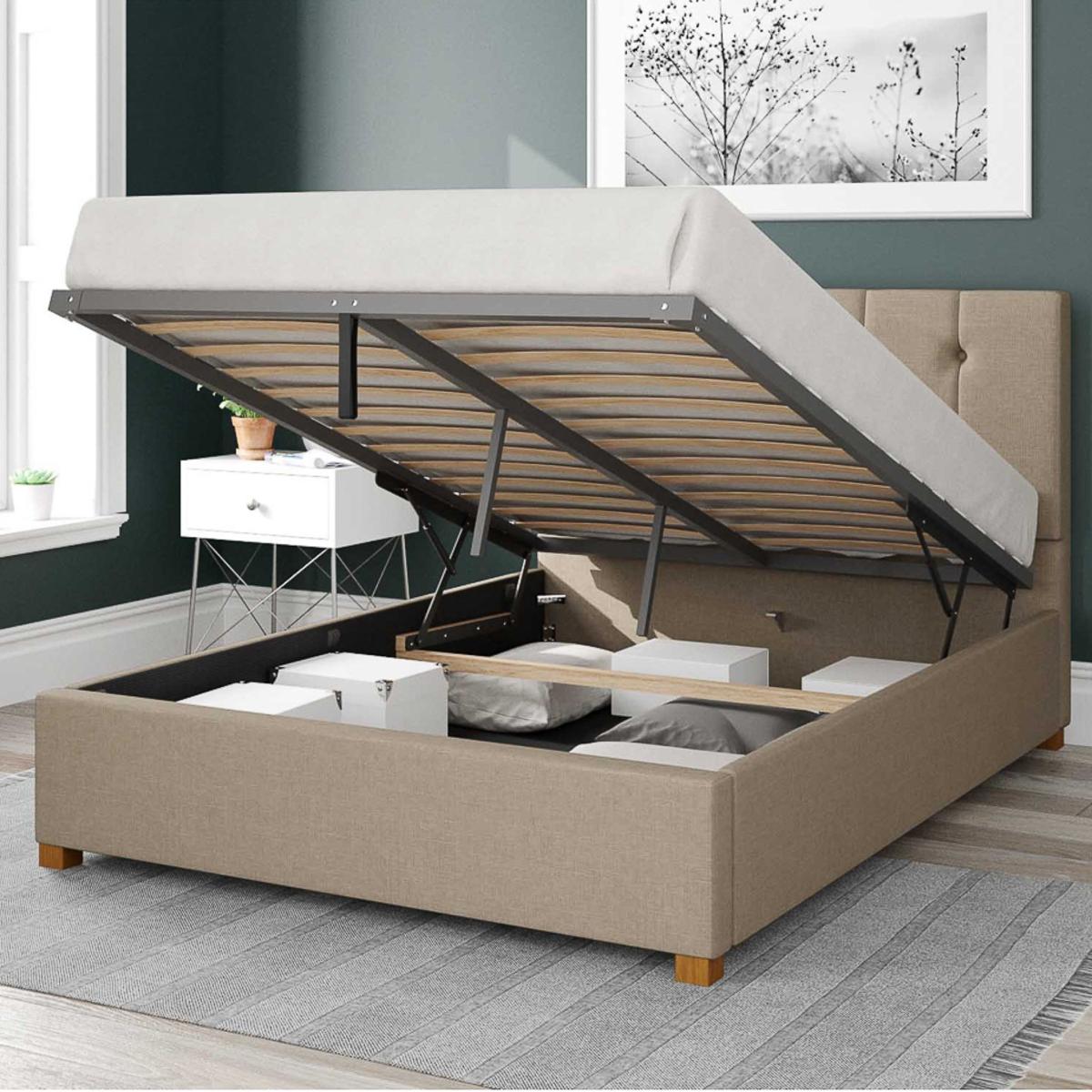 Hepburn Eire Linen Ottoman Bed Frame Natural – image 2