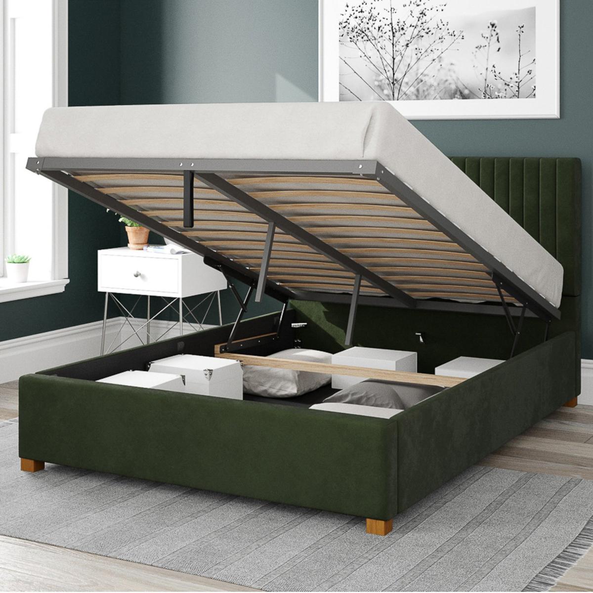 Grant Plush Velvet Ottoman Bed Forest (Green) – image 2