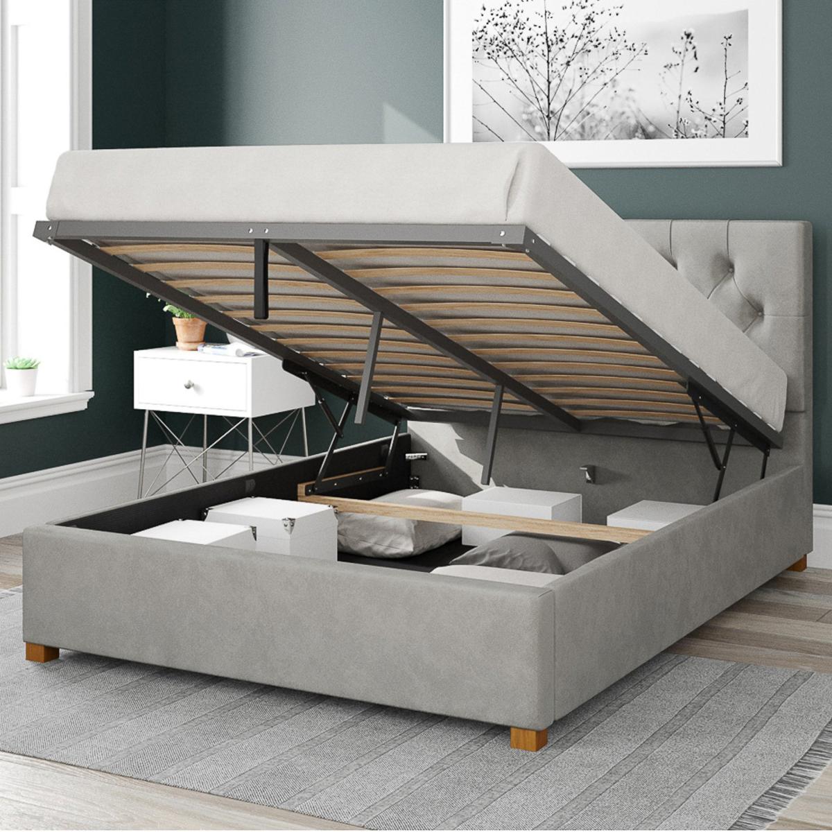 Olivier Plush Velvet Ottoman Bed Silver – image 2